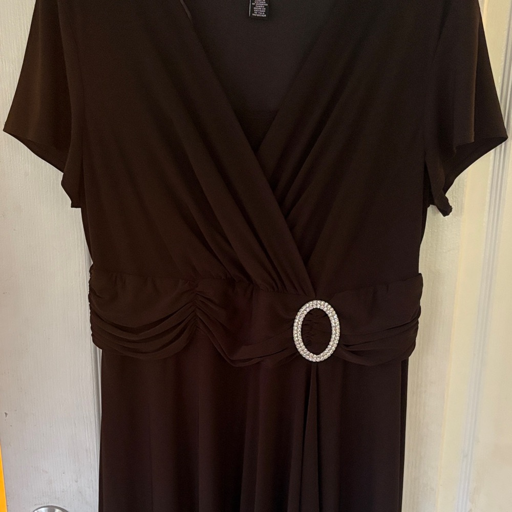 R&M Richards Black Dress with diamond Belted Detail size 16W